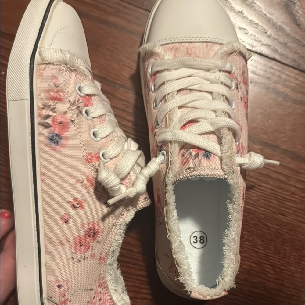 Floral Canvas Sneakers - Pink